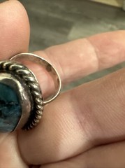 Vintage ring size 7.5 turquoise sterling silver rope lasso 9.6 Grams