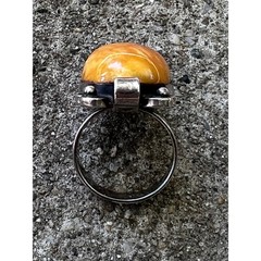 VTG Butterscotch Baltic Amber Ring SS 875 Egg Yolk Amber Oval Cocktail Ring 8