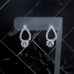 Vintage Stud Earrings Clear Gem Stylish with Dangle
