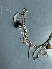 Vintage Silver Toned Western Theme Charm Bracelet 6.5 Inches