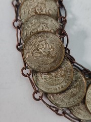 Vintage Mexican Coin Link Bracelet Estados Unidos Mexicanos 1 Centavo 1950’s HM
