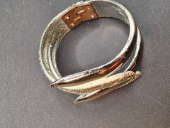 Mid Century Hinged Cuff Bracelet Silver Toned Vintage