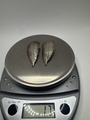 Vintage Sterling Silver Feather Earrings Hand-worked Artisan – Natural Patina