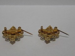2 Vintage Pink And Green Rhinestone Brooches Pins Gold Tone