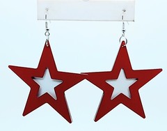simple double white & red color Star metal Large Drop Dangle fashion earrings