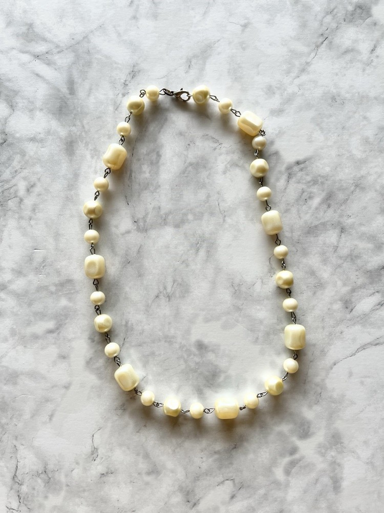Vintage Square Faux Pearl Choker Necklace
