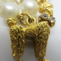 Vintage Charm Bracelet Dogs Rhinestone Accents Simulated Pearl Poodle Dachshund