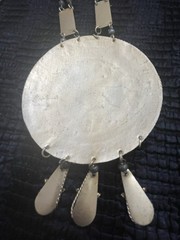 Vintage Egyptian Revival Pectoral Statement Necklace Glaze Soapstone Scarab Gilt