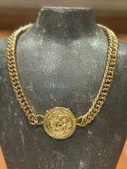 PAKULA CUBAN LINK GOLD CHAIN DRAGON PENDANT 15″ NECKLACE EUC