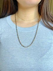 Vintage 14K Yellow & White Gold Oval Link 25.25″ Unisex Chain | 33.5 grams