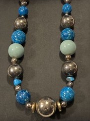 Carol Dauplaise Southwestern Necklace Large Silver, Turquoise, Sodalite