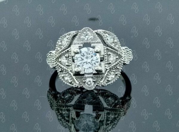 2.90Ct Art Deco Style Lab Created Diamond Engagement 14k White Gold Finish Ring