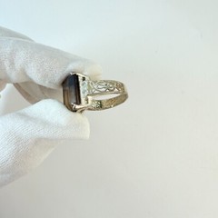 Vintage Signed 925 Sterling Silver Ring Size 9 FAS w/ Large Glass Stone