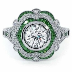 Vintage Art Deco Style 3Ct Lab Created Diamond Engagement 14K White Gold FN Ring