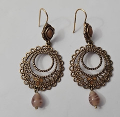 Gold Tone Pink Dangle Earrings Open Filigree Marked LC-Lauren Conrad – Beautiful