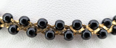 Vintage Trifari TM Bracelet Gold Tone Black Seed Bead Braided Link 7.5in Signed