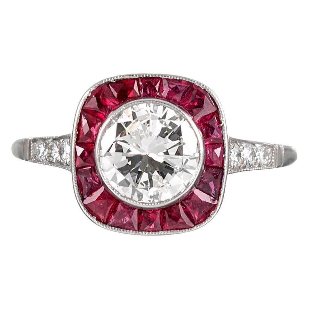 Art Deco 3.30 Ct Diamond & Ruby Antique Vintage Wedding Ring 925 Sterling Silver