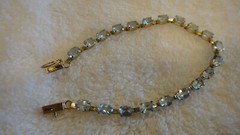 NICE Vintage Antique Estate Jewelry 10k Gold Aquamarine Gemstone Tennis Bracelet