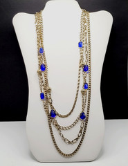 Maximalist Waterfall Gold Tone Multi Chain Beaded Station Vintage Necklace Korea