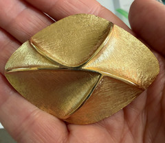 Vintage Abstract Modernist Gold Tone Brooch Signed Pakula Mid Century Geometric