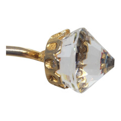 Vintage Rivoli AB Glass Cocktail Ring Gold Tone Adjustable Crown Setting Retro