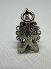 Vintage STERLING SILVER Ferris Wheel CHARM Moving Parts It Spins articulating A2