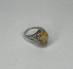 Antique Ring Art Deco David BELAIS Filigree 10k White Gold Sz 6