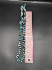 Vintage Teal Dyed Mother of Pearl Large Chip Bead Necklace