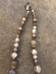 Vintage Coro Creamy Beige Gold Tones Painted Faux Pearls 2 Strand Necklace