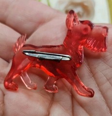Vintage Pink Celluloid Lucite 1940s 1950s Retro MCM Scottie Dog Brooch Pin