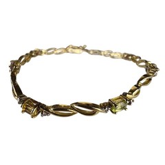 Sterling Silver 925 FAS Multi-Stone Gold Accent Bracelet Vintage Elegant Jewelry