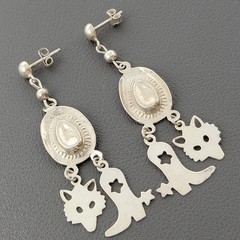 Vintage Sterling Silver Cowboy Hat Dangle Earrings Western Cowgirl Boot