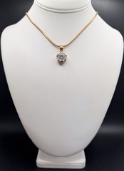 925 Sterling Silver Gold Vermeil 18” Chain Italy 10mm Crystal Pendant