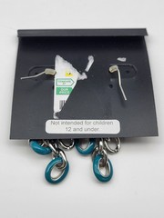 Teal geometric dangle earrings on card Birch Hill pierced Prom Formal Easter
