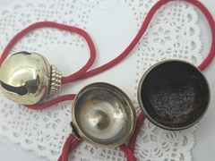 Vintage Prendant Revlon Charlie Solid Perfume Brass metal Apple bottle READ