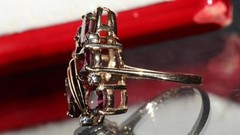 14k yellow gold ring 4.00ct rhodolite garnet diamond sz 5.25 vintage 4.95g N3511