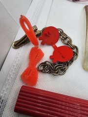 Vintage Grandma Vanity Junk Drawer 1950s to 1970s Cobalt WYETH, Lucite, Buttons