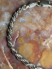 Vintage Italy Sterling Silver Rope Chain Bracelet 7.25”
