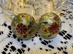 Plique-à-jour / Cloisonné style VINTAGE Enamel DOME Button PIERCED EARRINGS