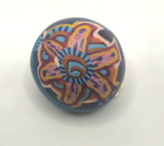 Vintage Hand Painted Polymer Clay Clip-On Earrings