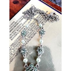 Vintage VCLM Chandelier Necklace Crystals Floral 18 inch L 4 inch extender New