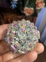23. Vtg Silver tone Mix material White, AB, Blue Rhinestone Prong Set 5 Pins
