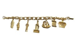 VTG Nassau Bahamas Christopher Columbus Goldtone Charm Bracelet