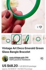 Vintage 2 X 62mm Tubular Jade Look Green Glass Bangle 82 Grams