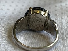 Vtg Sterling Silver Ring 3.5g Fine Jewelry Size 4.5 Band Blue Stone *READ*