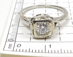 Antique Art Deco 1920’s Diamond Engagement 18KW Ring Size 6 UK-L1/2 EGL USA