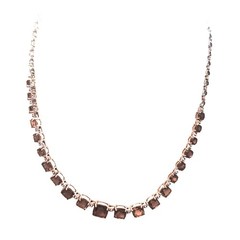 Vintage JC 925 Sterling Silver Smoky Quartz Tennis Necklace Thailand