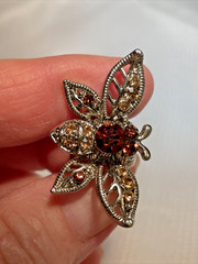 Hair Clip Bronze Swarovski Crystals Silver Bee Barrettes Bridal Statement NEW