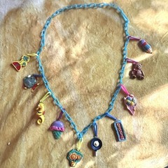 Set Of 2 Bell Charm Chain Necklaces 80s Vintage