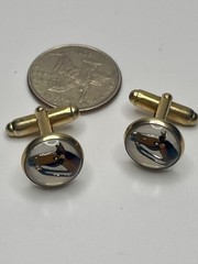 Vintage Essex Crystal Style Reverse Painted Horse Head Equestrian Cufflinks